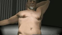 Busty 3D Babe Sucks and Old Man’s Cock