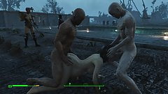 Half-zombie, half people fuck a pregnant sexy brunette